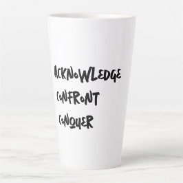 Wissen, konfrontieren, Latte-Tasse erobern Milchtasse