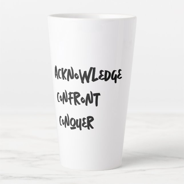 Wissen, konfrontieren, Latte-Tasse erobern Milchtasse (Vorderseite)