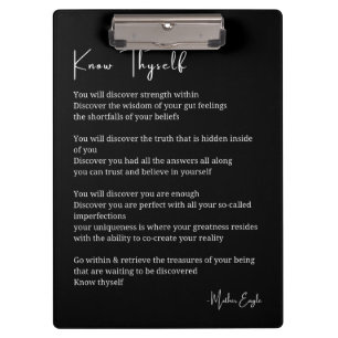 Wissen Sie sich selbst inspirierendes Gedicht Post Klemmbrett