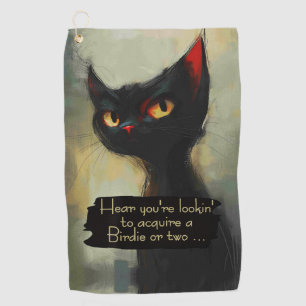 Wissende Schwarze Katze weiß, was du willst Golfhandtuch