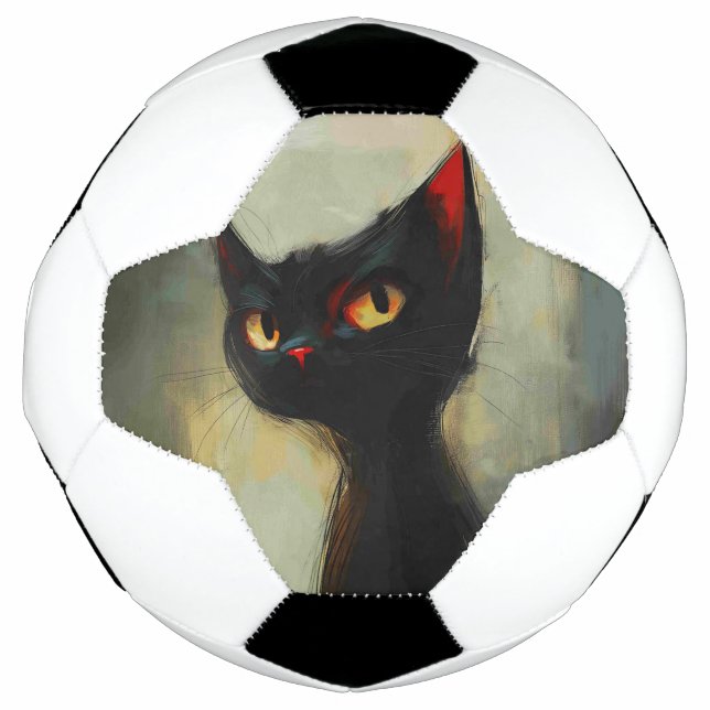Wissende Schwarze Ninja-Katze Fußball (Vorderseite)