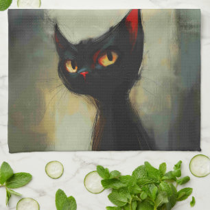 Wissende Schwarze Ninja-Katze Geschirrtuch