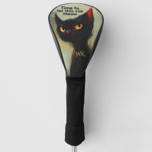 Wissende schwarze Ninja-Katze lustig und monogramm Golf Headcover