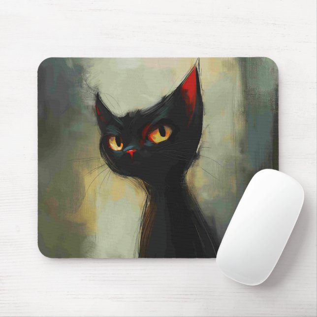 Wissende Schwarze Ninja-Katze Mousepad (Mit Mouse)