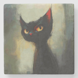 Wissende Schwarze Ninja-Katze Steinuntersetzer