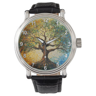 Wissensbaum - Ölgemälde Armbanduhr