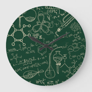 Wissenschaft, Chemie, vintage Labor Muster Große Wanduhr