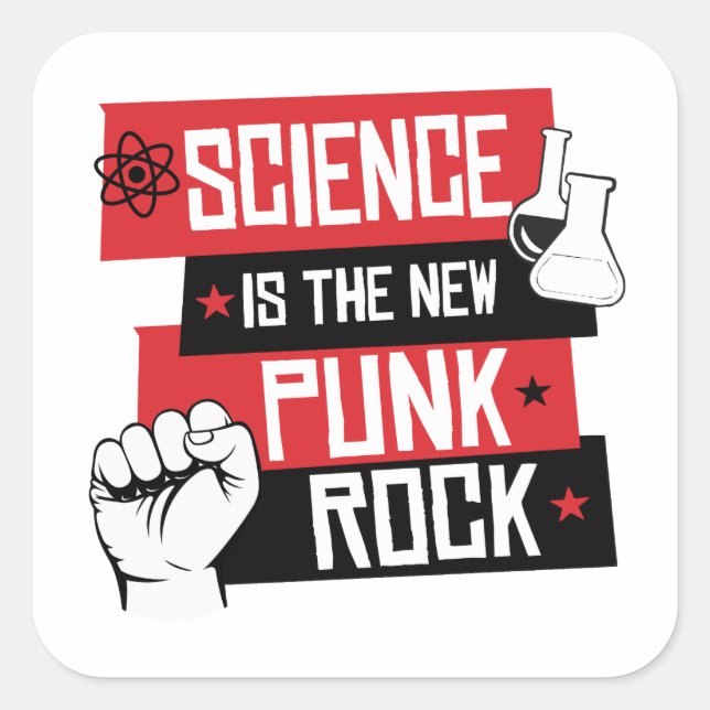 Wissenschaft ist der neue Punk-Rock Quadratischer Aufkleber (Vorderseite)