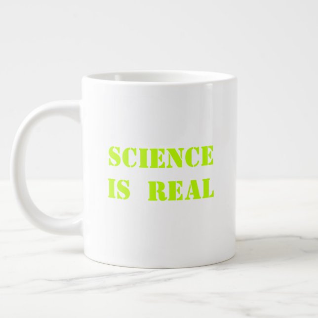 Wissenschaft ist eine echte neongrüne moderne Typo Jumbo-Tasse (Links)