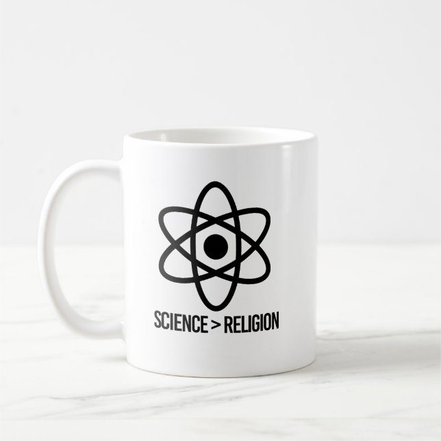 Wissenschaft ist größer als Religion Kaffeetasse (Links)