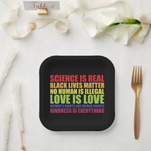 Wissenschaft ist real Black Lives Matter LGBT Stol Pappteller