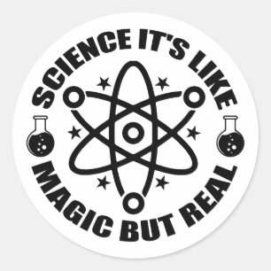 Wissenschaft ist wie Magie, aber echt   Lustige Wi Runder Aufkleber