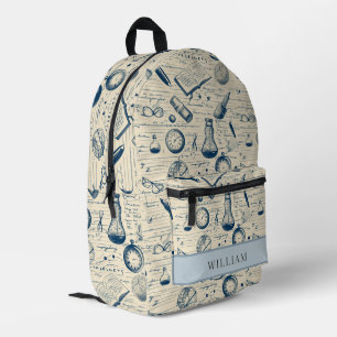 Wissenschaft und Zeit Beige Kinder zurück in die S Bedruckter Rucksack