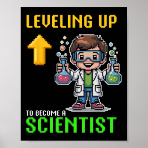 Wissenschaftler-KK für Schüler-Funny-Gamer-Junge Poster