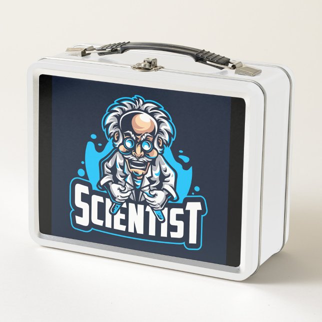 Wissenschaftler Metall Brotdose (Cartoon Scientist Metal Lunch Box!)