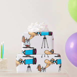 Wissenschaftler mit Telescope Astronomie Science S Geschenkpapier