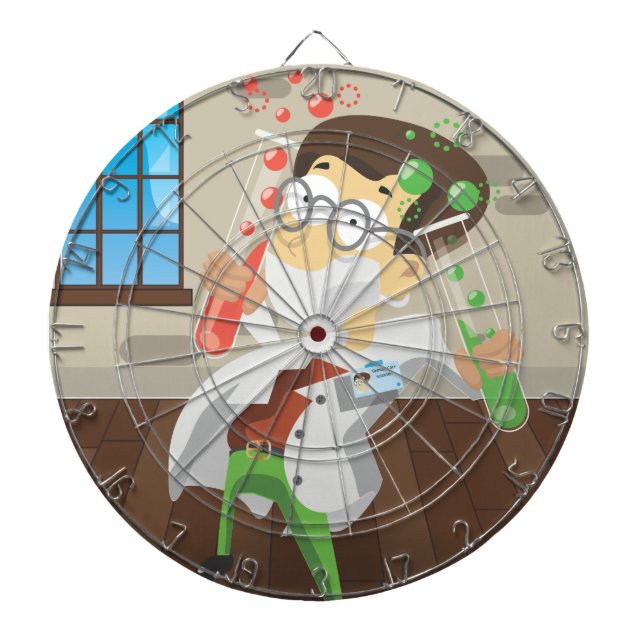 Wissenschaftler mit Teströhren Dartscheibe (vorne)
