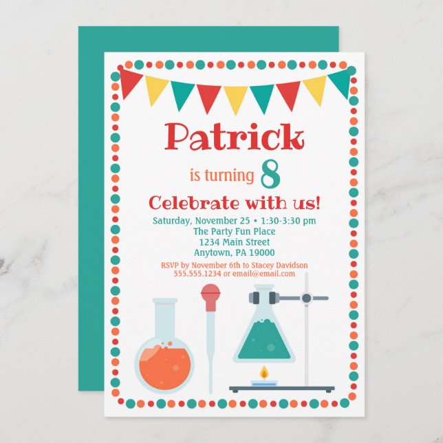 Wissenschaftliche Einladung Chemie Geburtstagspart (Vorne/Hinten)