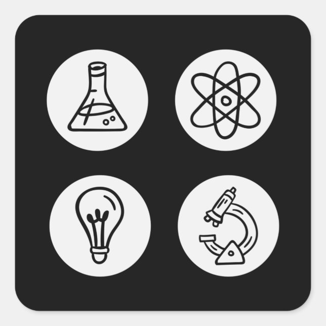 Wissenschaftliche Elemente Quadratischer Aufkleber (Vorderseite)