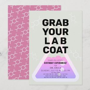 Wissenschaftliche Experimentierflasche Neon Pink G Einladung
