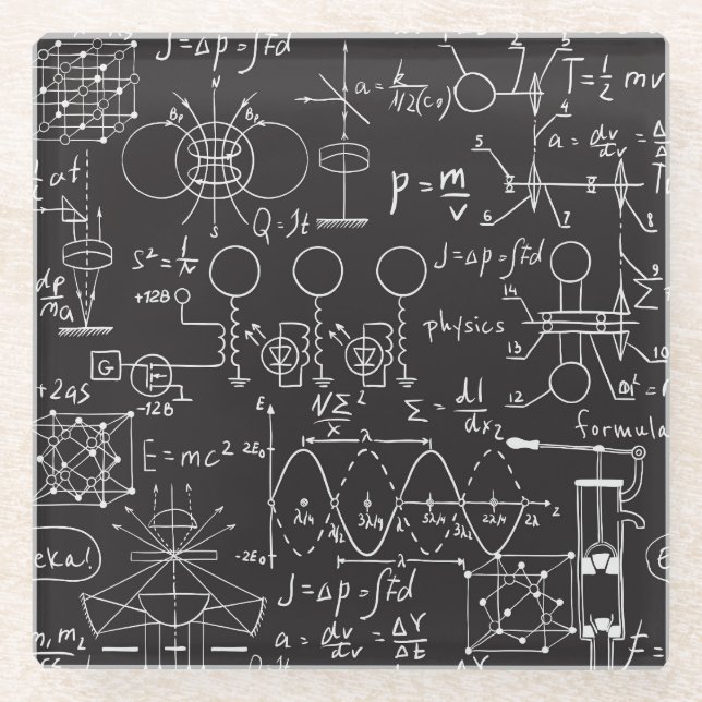 Wissenschaftliche Formeln: Chalkboard-Berechnungsm Glasuntersetzer (Vorderseite)