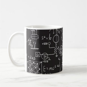Wissenschaftliche Formeln: Chalkboard-Berechnungsm Kaffeetasse