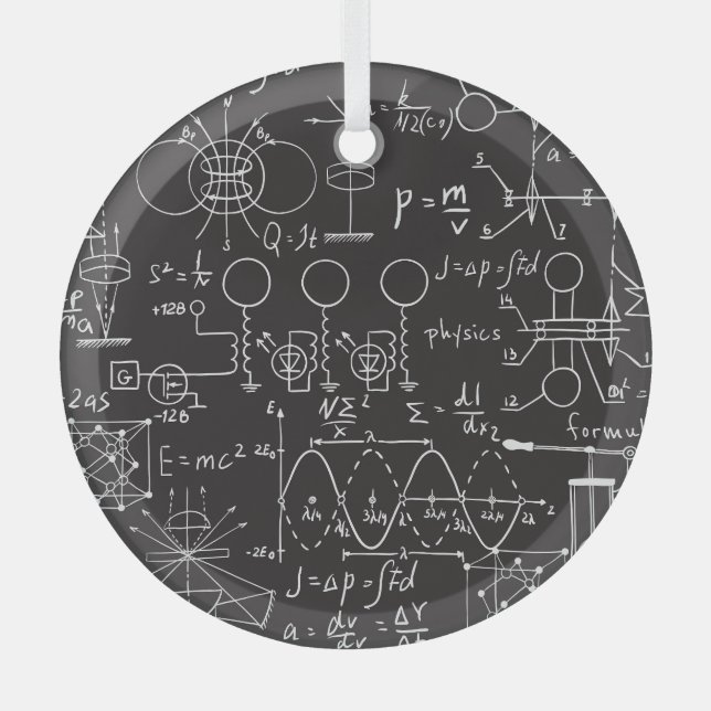 Wissenschaftliche Formeln: Chalkboard-Berechnungsm Ornament Aus Glas (Vorderseite)