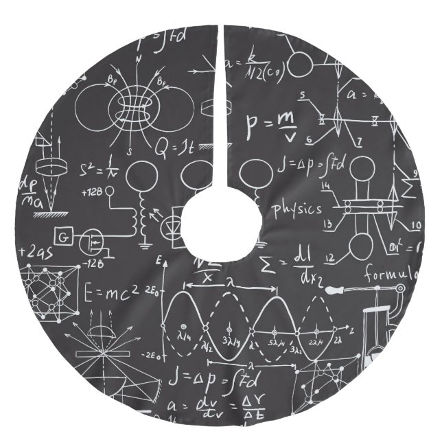 Wissenschaftliche Formeln: Chalkboard-Berechnungsm Polyester Weihnachtsbaumdecke (Vorderseite)