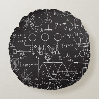 Wissenschaftliche Formeln: Chalkboard-Berechnungsm Rundes Kissen