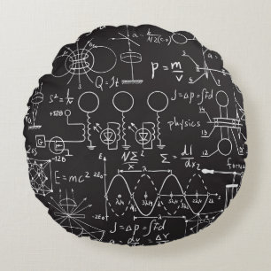 Wissenschaftliche Formeln: Chalkboard-Berechnungsm Rundes Kissen