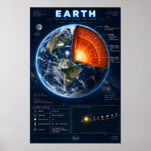 Wissenschaftliche Infografik zur Erdquerschnitt Poster