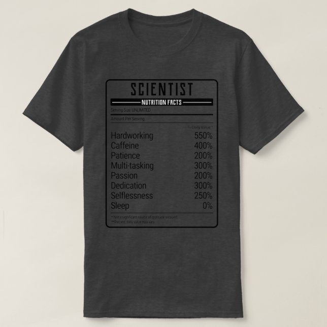 Wissenschaftliche Nährstoffdaten T-Shirt (Design vorne)