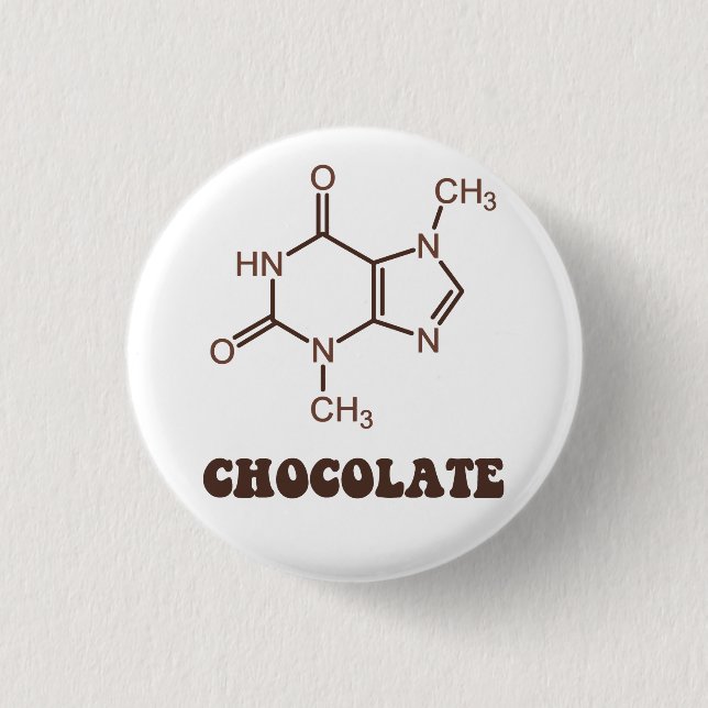 Wissenschaftliches Schokoladenelement Theobrominmo Button (Vorderseite)