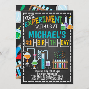 Wissenschafts-Experiment-Geburtstags-Party Einladung