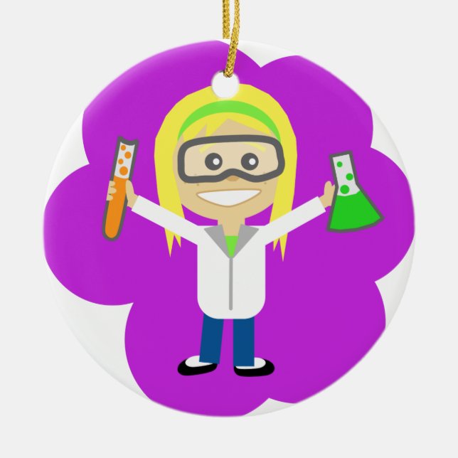 Wissenschafts-Mädchen Keramikornament (Vorne)
