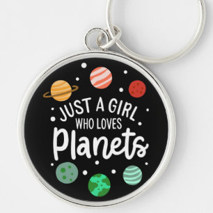 Wissenschafts-Nerd Weltraum-Mädchen, das Planeten Schlüsselanhänger