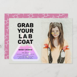 Wissenschaftsexperiment Flask Pink Girl Foto Gebur Einladung
