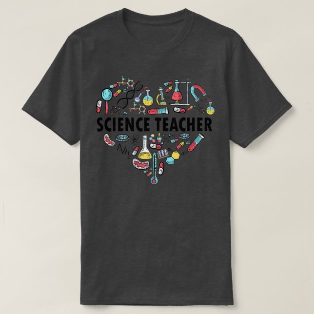 Wissenschaftslehrer Herz Proud Science I Liebe Sci T-Shirt (Design vorne)