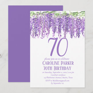 Wisteria 70. Geburtstag Lila Blumenviolett Einladung