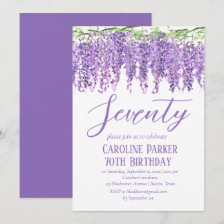 Wisteria 70. Geburtstag Lila Blumenviolett Einladung