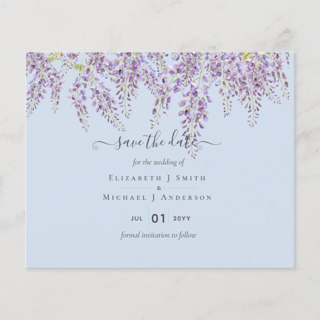 Wisteria Blue Wedding Rett Dates BUDGET Flyer (Vorne)