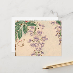 Wisteria-Blume, Lila-Blumen, Blumenmuster Postkarte