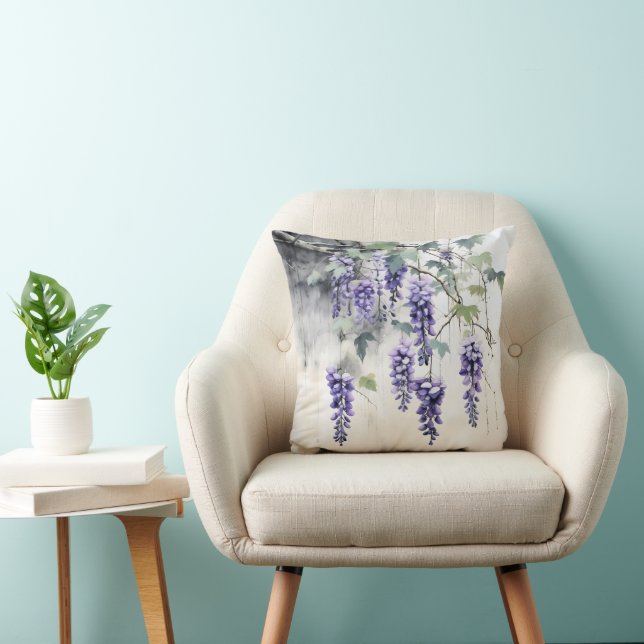 Wisteria Blume Natur Kissen (Stuhl )
