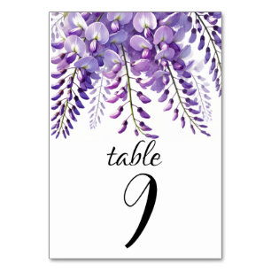 Wisteria Blumen Lila Elegante Hochzeit Tischnummer