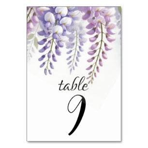 Wisteria Blumen Purpur Elegante Hochzeit Blumen Tischnummer