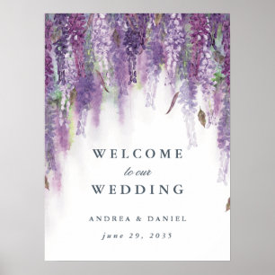 Wisteria dreams welcome wedding sign poster