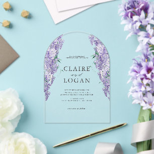 Wisteria Dusty Lila Watercolor Wedding Acryleinladungen