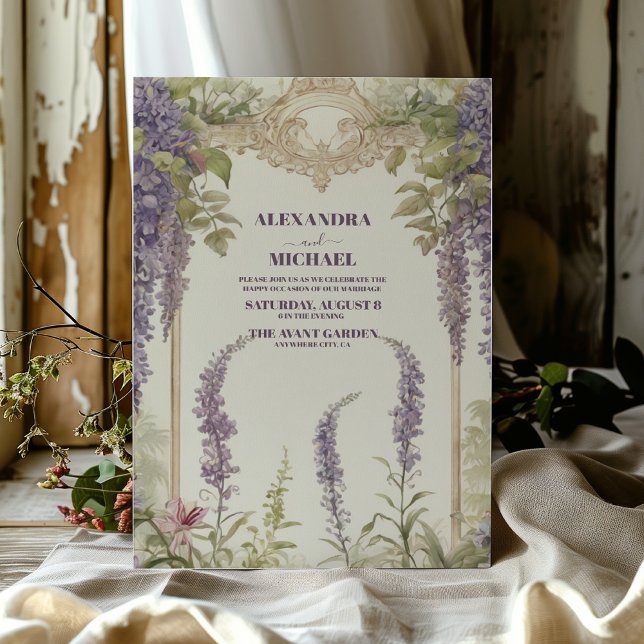 Wisteria Dusty Lila Watercolor Wedding Einladung (Von Creator hochgeladen)
