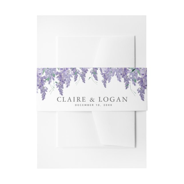 Wisteria Dusty Lila Watercolor Wedding Einladungsbanderole (Vorderseite Beispiel)