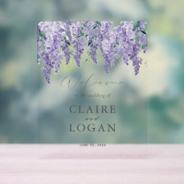 Wisteria Dusty Lila Watercolor Wedding Willkommen Acrylschild